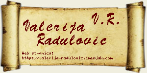 Valerija Radulović vizit kartica